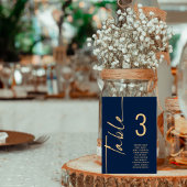 Script Navy Gold Tischnummer Namensschild