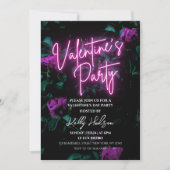 Script Neon Valentine's Day Party Einladung (Vorderseite)