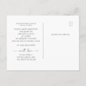 Script New Year New Baby Birence Announcement Foto Postkarte (Rückseite)