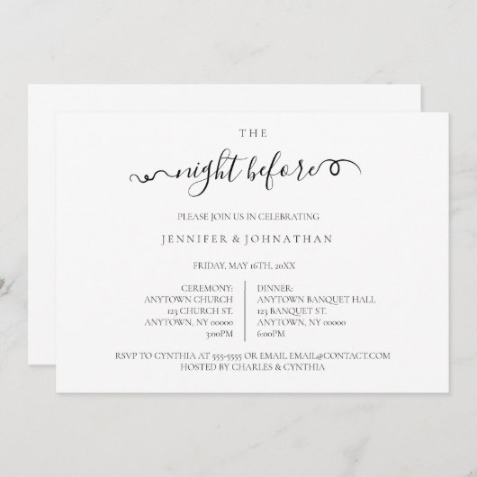 Script Night Before Probe Dinner Einladung (Vorne/Hinten)