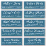 Script Ocean Blue Wedding Guest Address Labels<br><div class="desc">Einfach zu personalisieren, Namen und Adressen / individuelle Aufkleber für die Hochzeitsadresse für Gasteinladungen. Diese eleganten, modernen und stilvollen Hochzeitsadressen-Labels bieten Ihre Hochzeitsgäste in weißer, eleganter Schrift-Kalligraphie auf einem ozeanblauen Hintergrund. Fügen Sie einfach Ihre persönlichen Namen und Adresse Ihrer Hochzeitsgäste hinzu. Exklusiv für Sie entworfen von Happy Dolphin Studio. ***BITTE...</div>