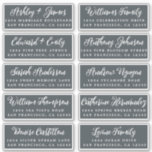 Script Off-Black Wedding Guest Address Labels<br><div class="desc">Einfach zu personalisieren, Namen und Adressen / individuelle Aufkleber für die Hochzeitsadresse für Gasteinladungen. Diese eleganten, modernen und stilvollen Hochzeitsadressen-Labels bieten Ihre Hochzeitsgäste in weißer, eleganter, handgeschriebener Schrift-Kalligraphie auf schwarzem Hintergrund. Fügen Sie einfach Ihre persönlichen Namen und Adresse Ihrer Hochzeitsgäste hinzu. Exklusiv für Sie entworfen von Happy Dolphin Studio. ***BITTE...</div>