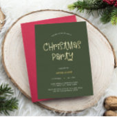 Script Olive Green Christmas Party Foil Einladung