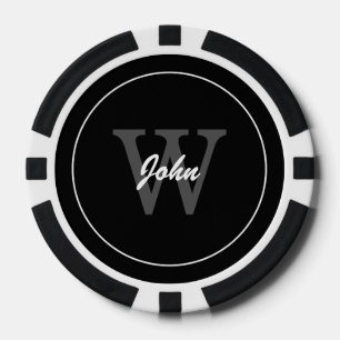 Script One Letter Monogram Pokerchips