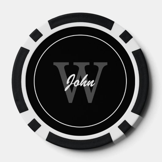 Script One Letter Monogram Pokerchips (Rückseite)