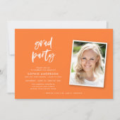 Script Orange and Blue Foto Graduation Party Einladung (Vorderseite)