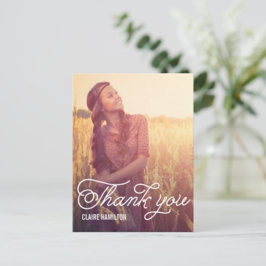 Script Overlay-Abschluss Danke-Karte Postkarte (Stehend Vorderseite)