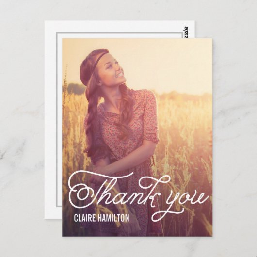 Script Overlay-Abschluss Danke-Karte Postkarte (Vorne/Hinten)