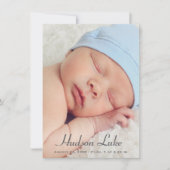 Script Overlay Blue Baby Boy Multi Foto Birth Ankündigung (Vorderseite)