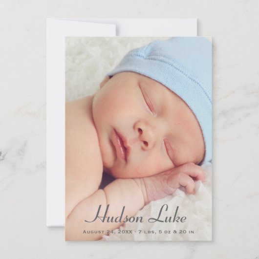 Script Overlay Blue Baby Boy Multi Foto Birth Ankündigung (Vorderseite)