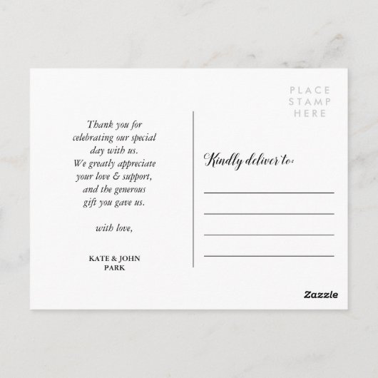 Script Overlay Wedding Foto Vielen Dank Postkarte (Rückseite)