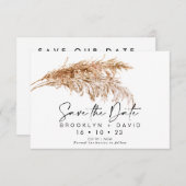 Script Pampas Grass Wedding Save the Date Card Einladung (Vorne/Hinten)