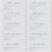 Script Pastel Blue Wedding Guest Address Labels (Vorderseite)