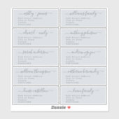 Script Pastel Blue Wedding Guest Address Labels (Blatt)