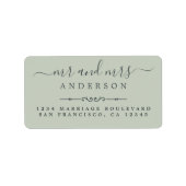 Script Pastel Green Wedding Rücksendeadresse Adressaufkleber (Vorne)