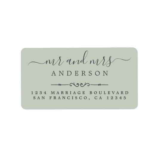 Script Pastel Green Wedding Rücksendeadresse Adressaufkleber (Vorne)