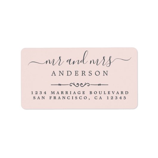 Script Pastel Pink Wedding Rücksendeadresse Adressaufkleber (Vorne)
