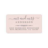 Script Pastel Pink Wedding Rücksendeadresse Adressaufkleber (Vorne)