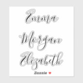 Script Personalized Bridesmaid's Name stickers Aufkleber (Blatt)