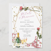 Script Petals und Prosecco Peony Pink Einladung (Vorderseite)
