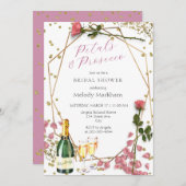 Script Petals und Prosecco Peony Pink Einladung (Vorne/Hinten)