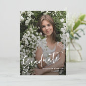 Script Photo Graduation Party  Einladung (Stehend Vorderseite)