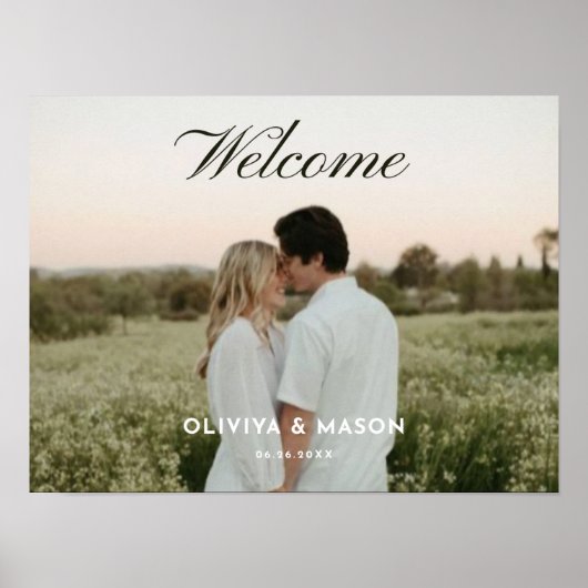 Script Photo Wedding Welcome Sign Poster (Vorne)