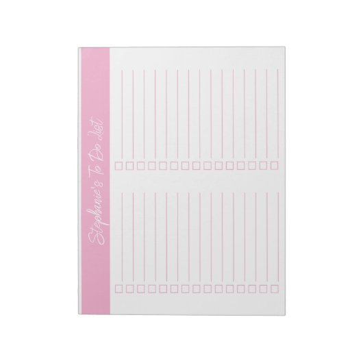 Script Pink 8.5x11 Two Column Checklist Notizblock (Rotiert)
