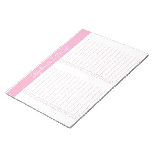 Script Pink 8.5x11 Two Column Checklist Notizblock (angewinkelt)