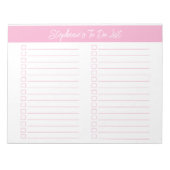 Script Pink 8.5x11 Two Column Checklist Notizblock (Vorderseite)