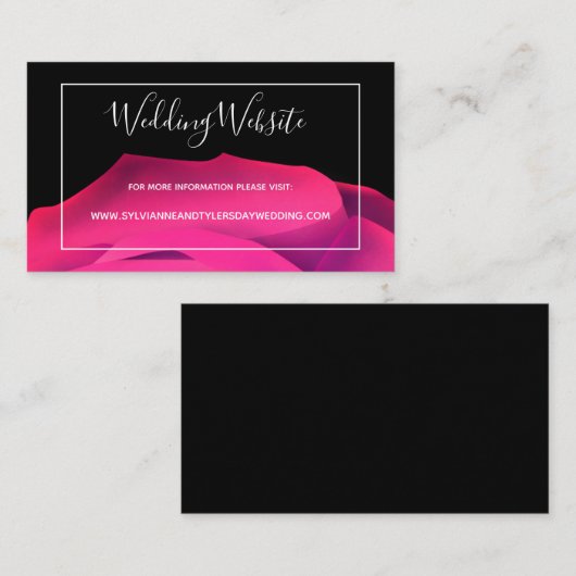 Script Pink Schwarz-weiße Abstrakte Hochzeitsseite Begleitkarte (Vorne/Hinten)