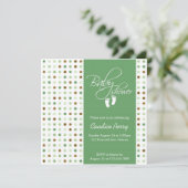 Script Polka Dot Babydusche Einladung (Stehend Vorderseite)
