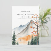 Script Printable Mountain Save The Date (Stehend Vorderseite)