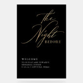 Script Probe Dinner Black & Gold Willkommen Acrylschild (Vorderseite)