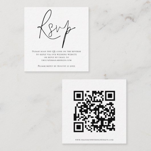 Script QR Code Hochzeiten Schwarz-weißer UAWG Begleitkarte (Vorne/Hinten)