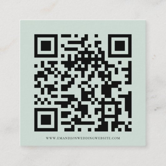 Script QR Code Minze Green Wedding RSVP Begleitkarte (Rückseite)