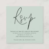 Script QR Code Minze Green Wedding RSVP Begleitkarte (Vorderseite)