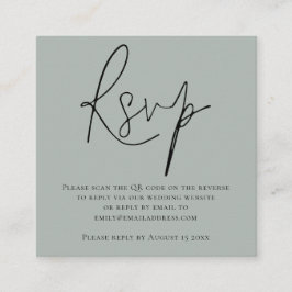 Script QR Code Sage Green Wedding RSVP Enclosure Begleitkarte
