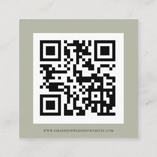 Script QR Code Soft Sage Green Wedding RSVP Begleitkarte (Rückseite)