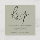 Script QR Code Soft Sage Green Wedding RSVP Begleitkarte (Vorderseite)