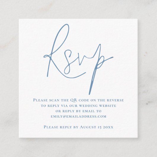 Script QR Code Wedding Blue White UAWG Begleitkarte (Vorderseite)