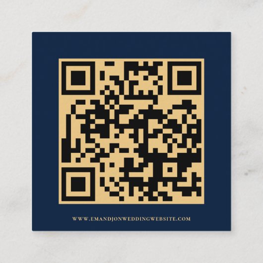 Script QR Code Wedding Gold Navy Blue UAWG Begleitkarte (Rückseite)