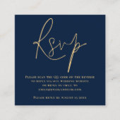 Script QR Code Wedding Gold Navy Blue UAWG Begleitkarte (Vorderseite)