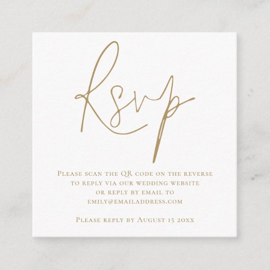 Script QR Code Wedding Gold White UAWG Enclosure Begleitkarte (Vorderseite)