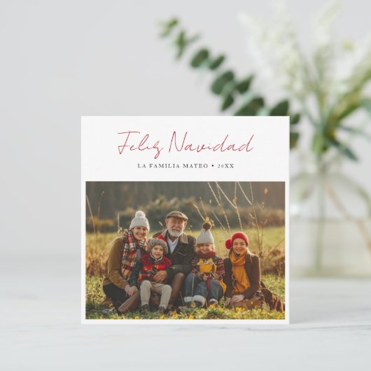 Script Red Feliz Navidad Foto Spanisch Weihnachten (Stehend Vorderseite)