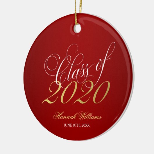 Script Red Gold Class of 2020 Graduation Keramik Ornament (Links)