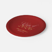 Script Red Imitats Gold 2025 Graduation Party Pappteller (Schrägansicht)