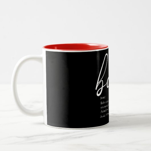Script Red Liebe Heart Bae Definition Elegant Zweifarbige Tasse (Links)