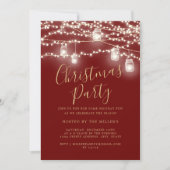 Script Red Whites Lights Weihnachts-Party Einladung (Vorderseite)