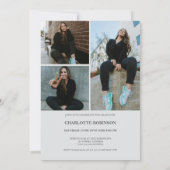 Script retro gray graduate photo graduation einladung (Rückseite)